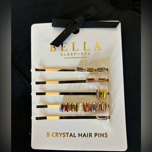 Set a 5 Bella rhinestone hair pins,  gold tones new